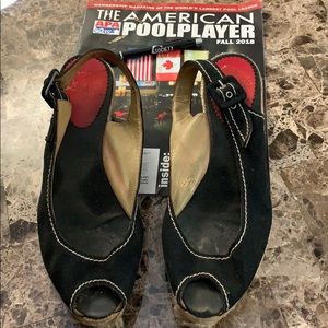 Black Peep Toe Christian Louboutin Wedge heels